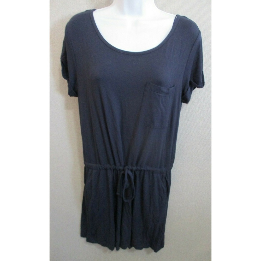 Artisan NY Romper Short Sleeve Pockets Drawstring Waist Navy Blue Size Medium